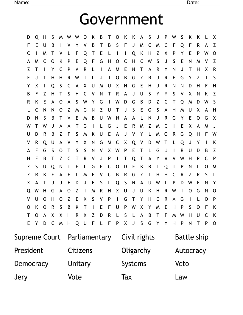 Government Word Search