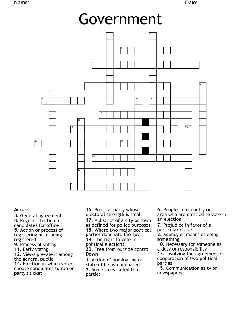Government Crossword