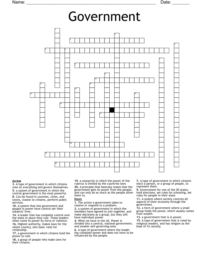 Government Crossword