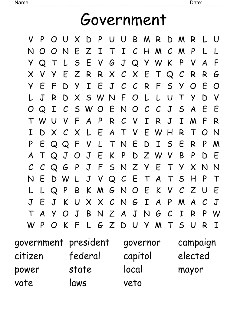 Government Word Search