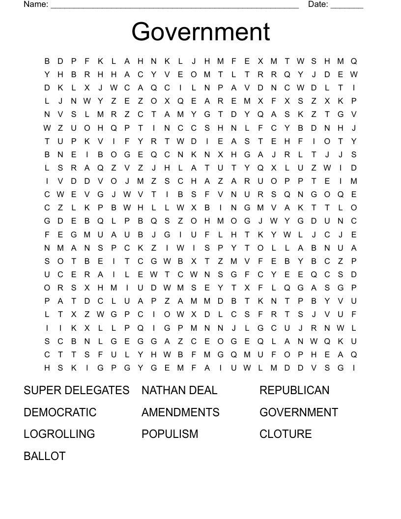 Government Word Search