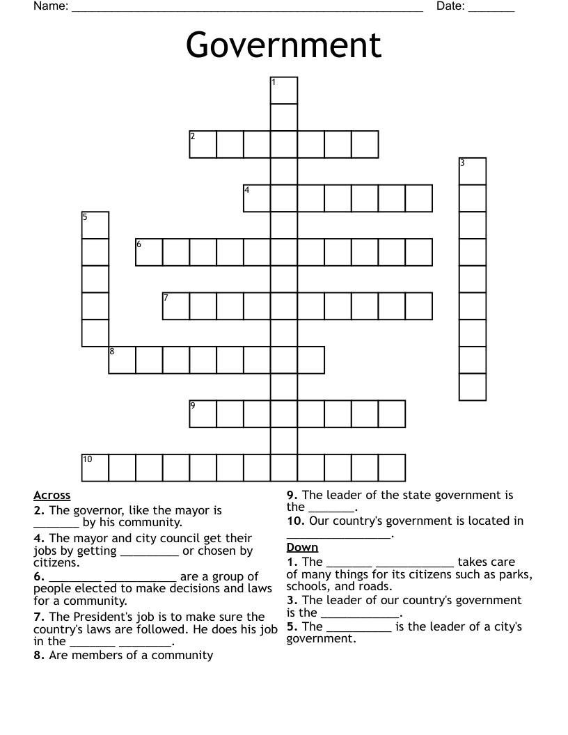 Government Crossword