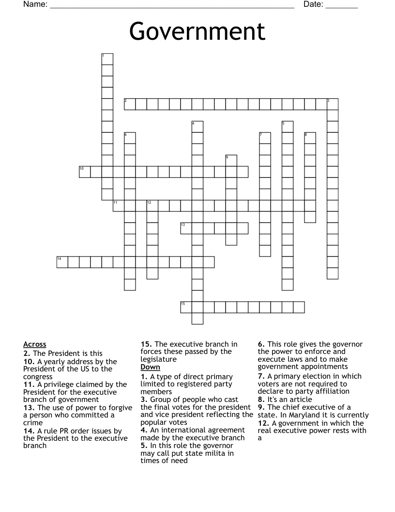 Government Crossword