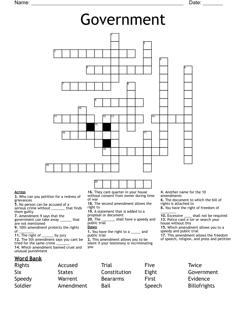 Government Crossword