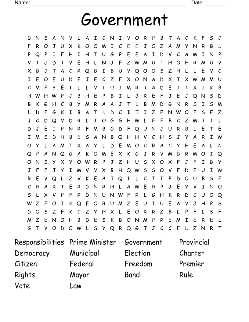 Government Word Search
