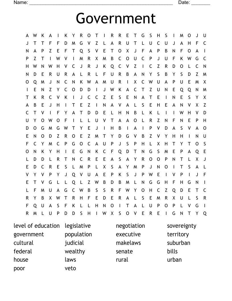 Government Word Search