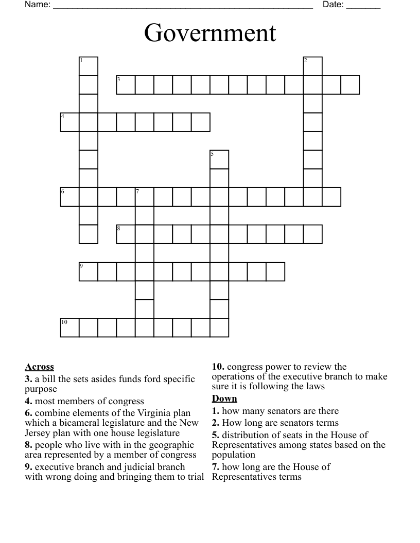 Government Crossword