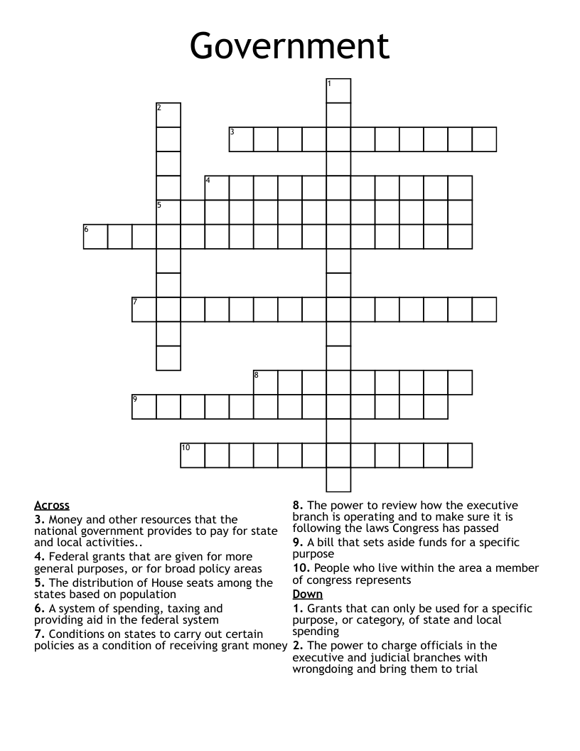 Government Crossword