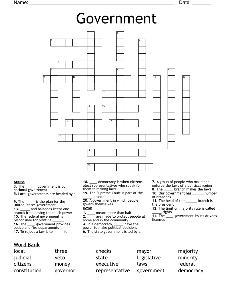 Government Crossword