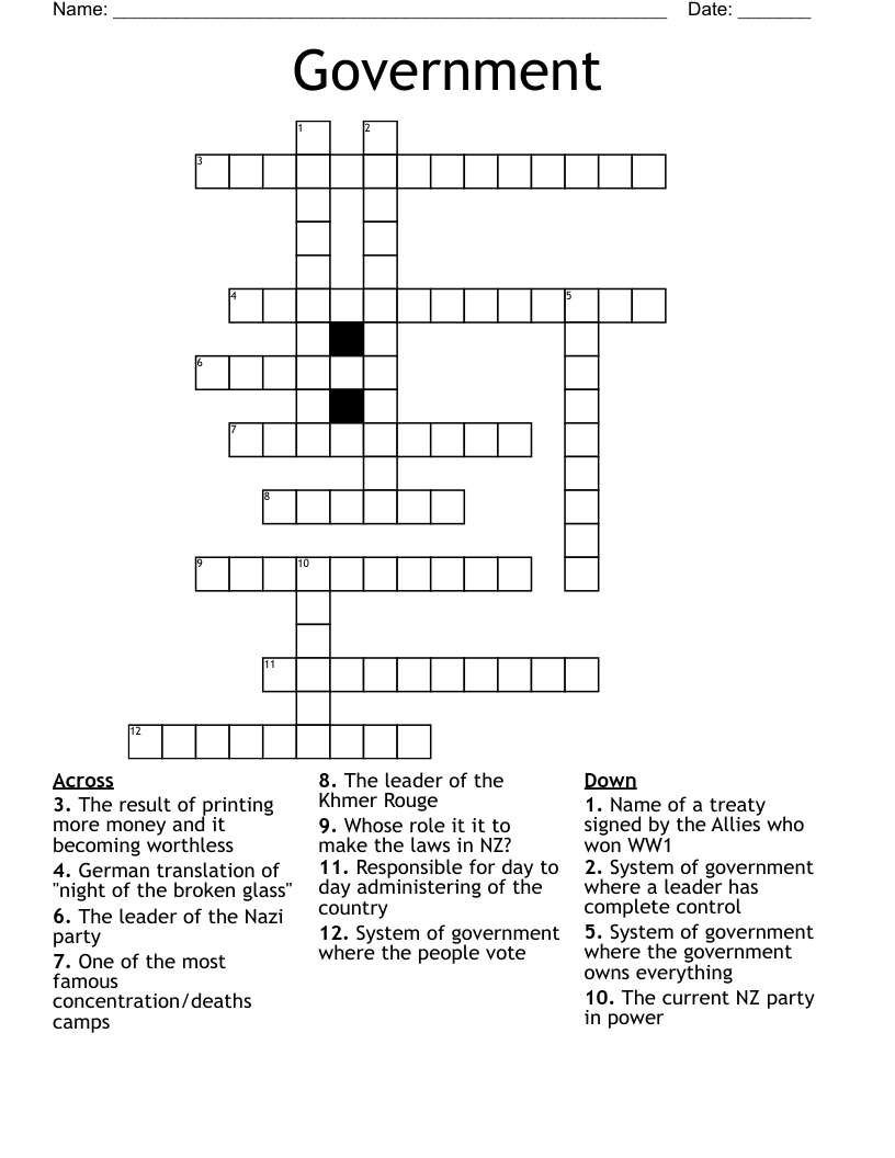 Government Crossword