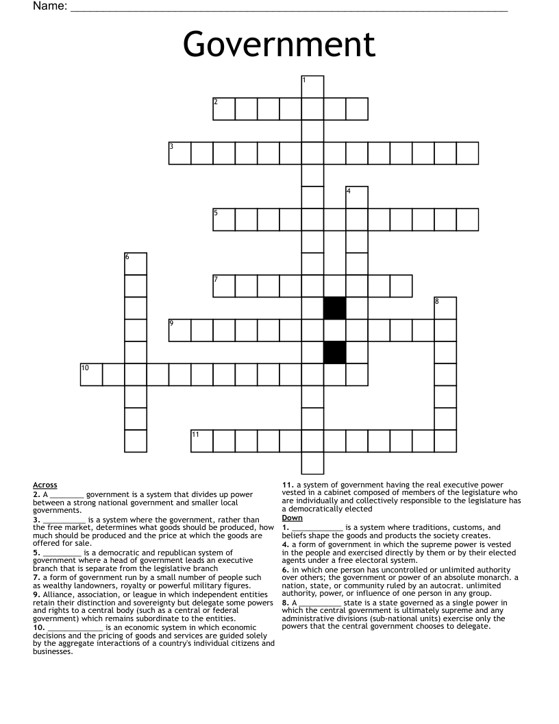 Government Crossword