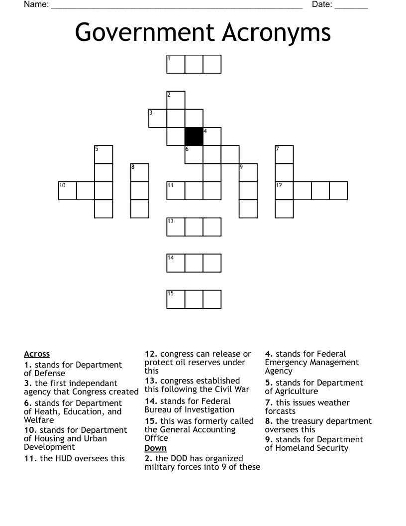 Government Acronyms Crossword