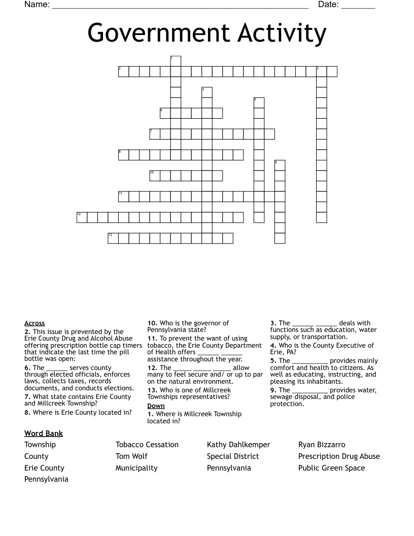Government Activity  Crossword