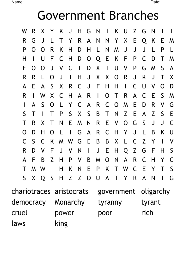 Government Branches Word Search