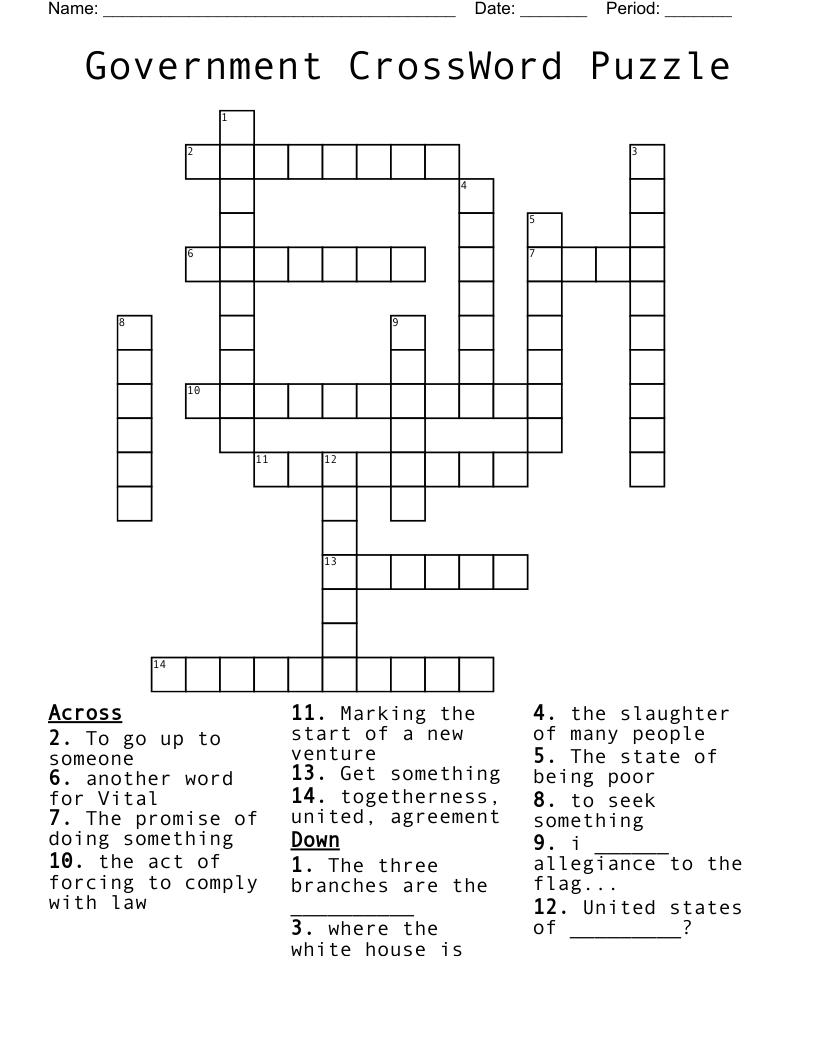 Government CrossWord Puzzle