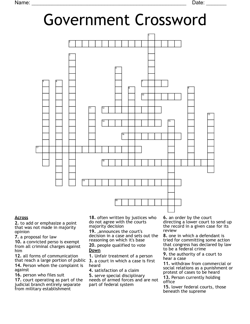 Government Crossword