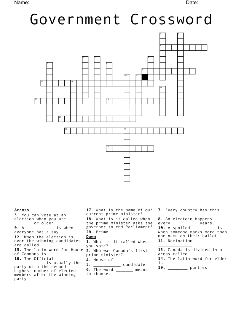 Government Crossword