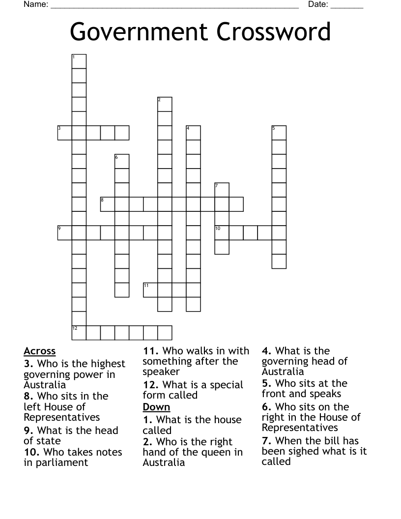 Government Crossword