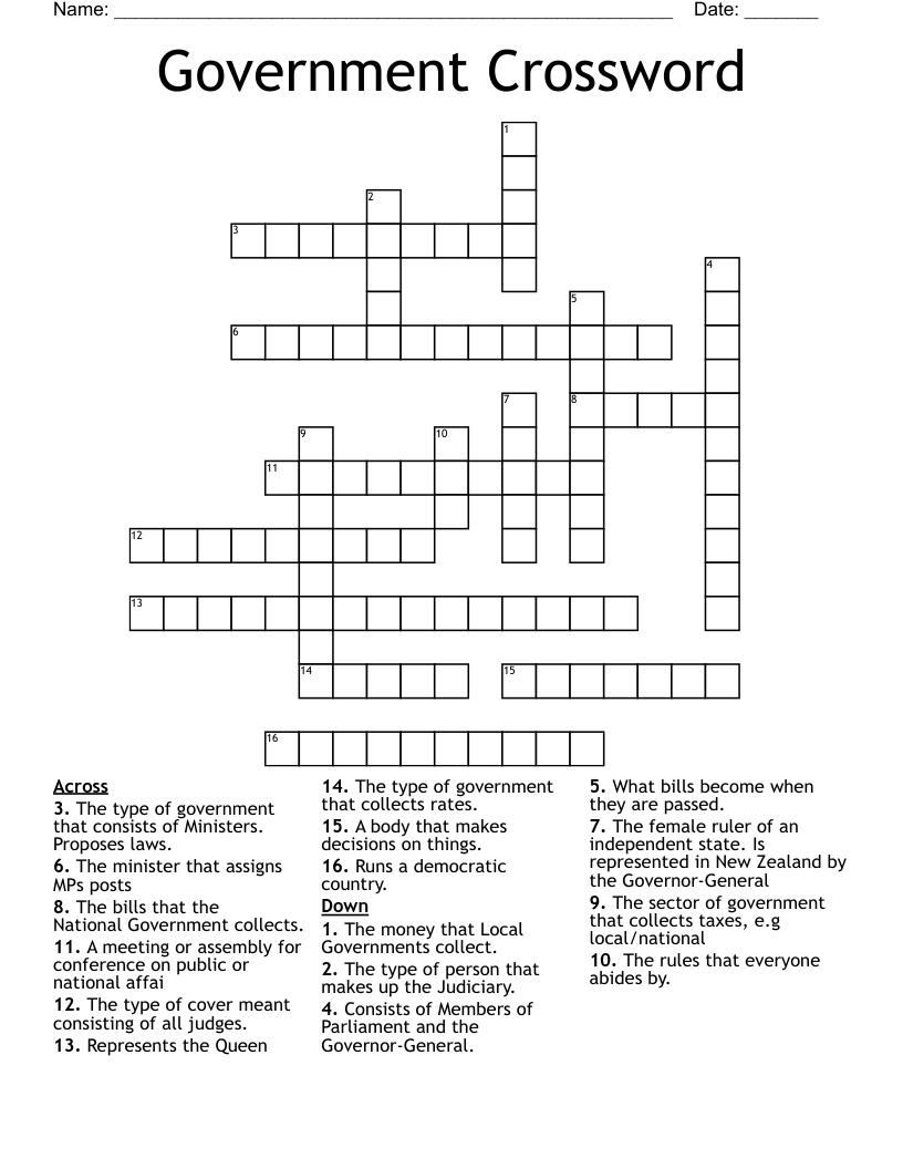 Government Crossword