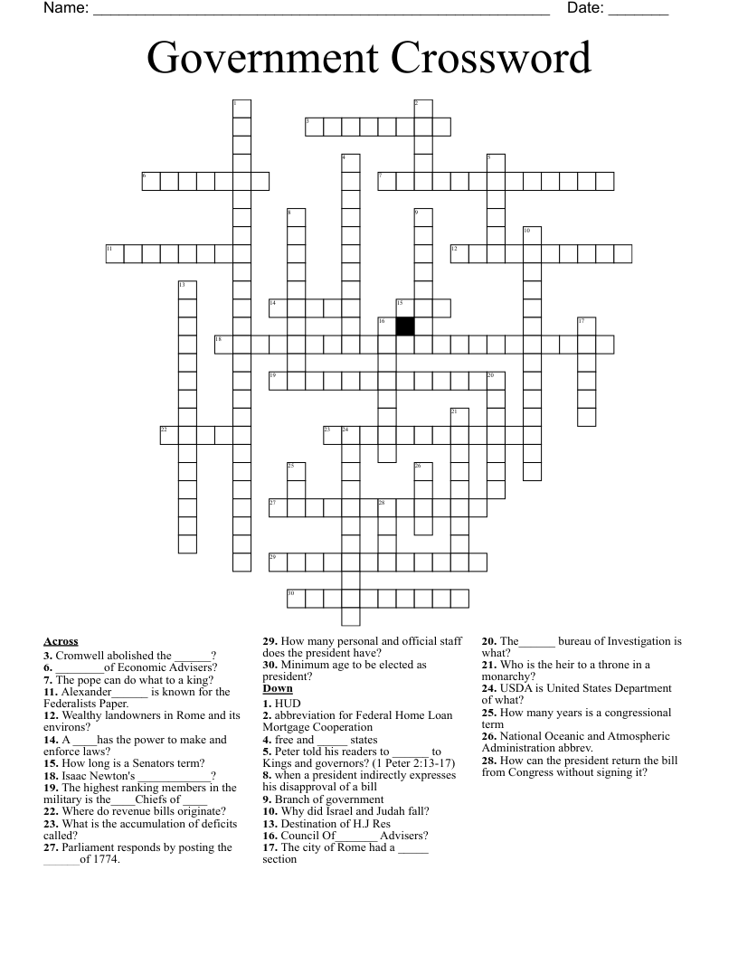 Government Crossword