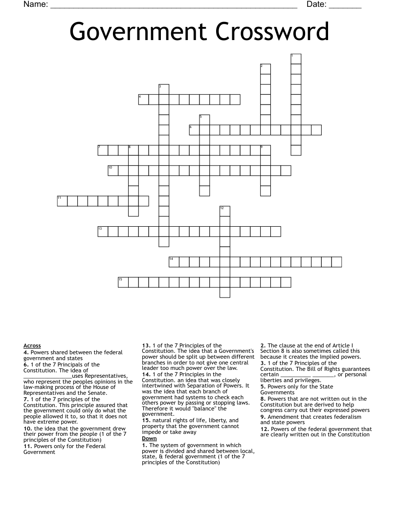 Government Crossword