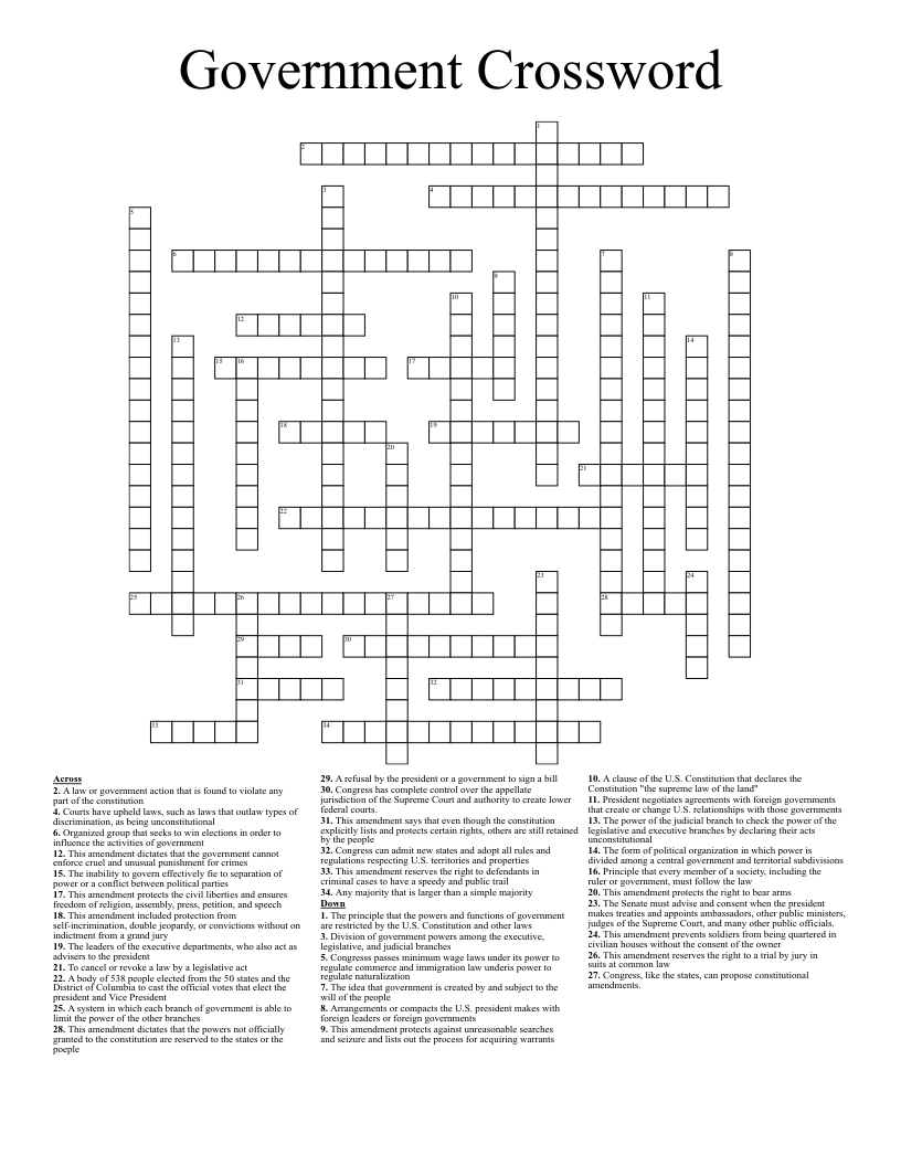 Government Crossword