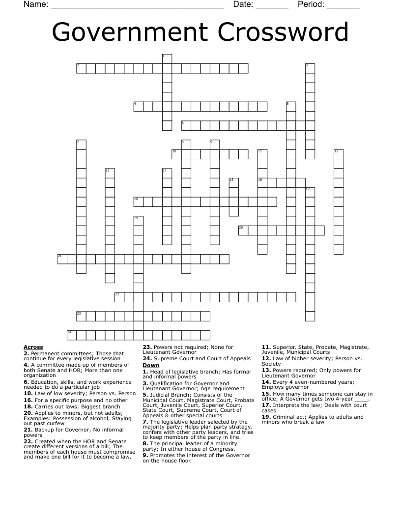 Government Crossword