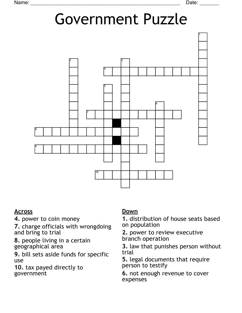 Government Puzzle Crossword
