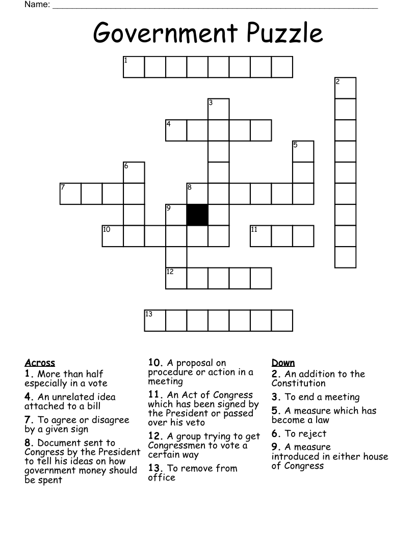 Government Puzzle  Crossword