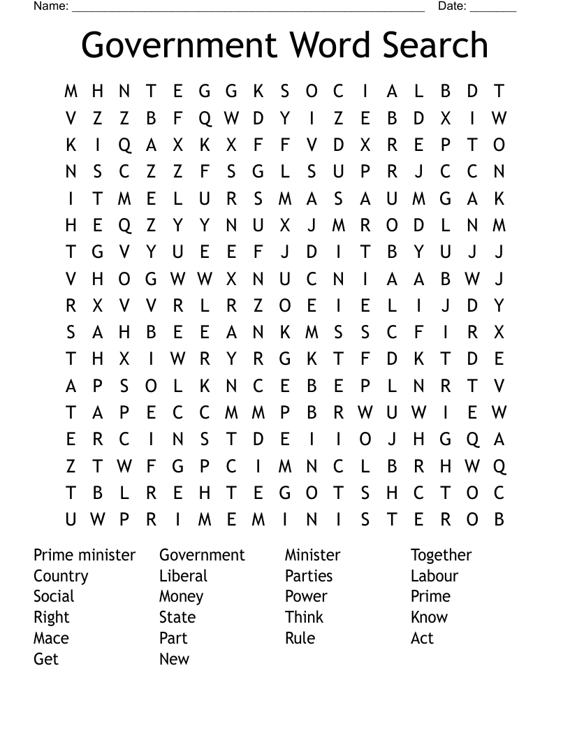 Government Word Search