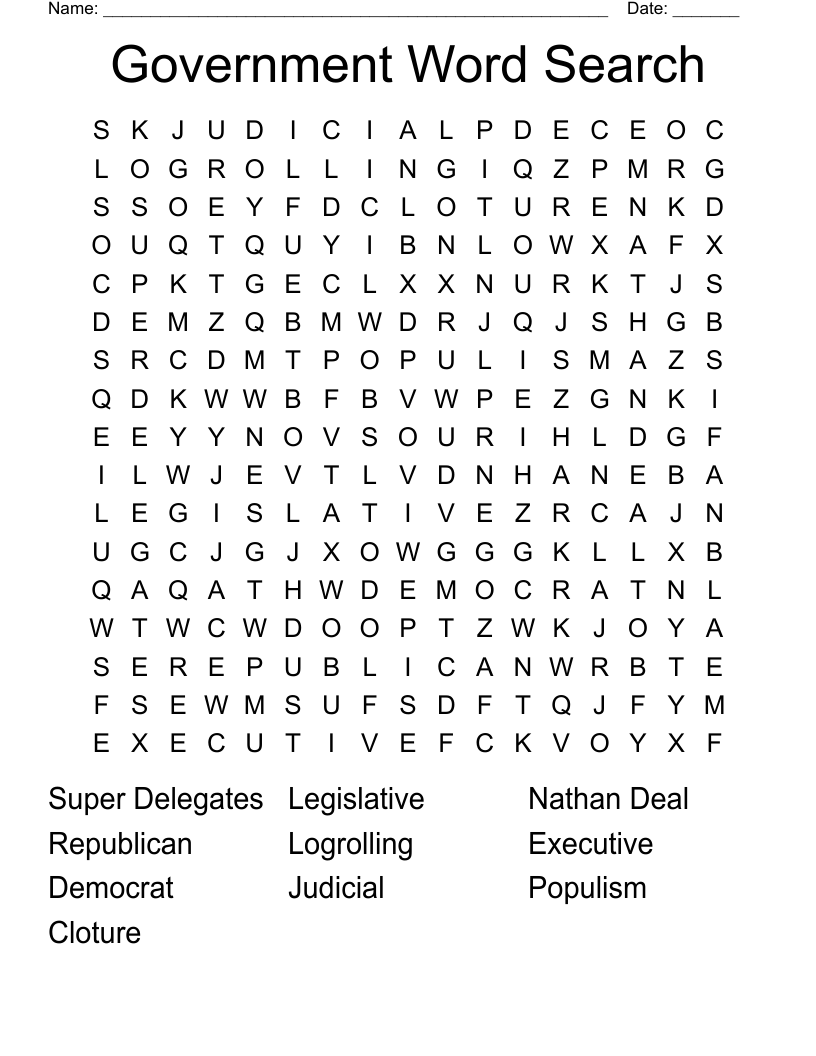 Government Word Search