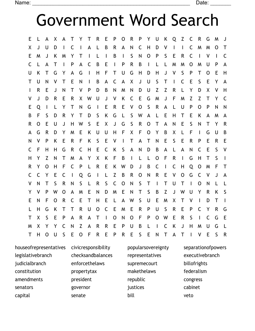 Government Word Search