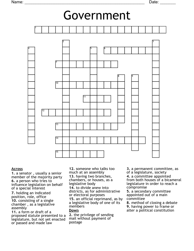 Government  Crossword