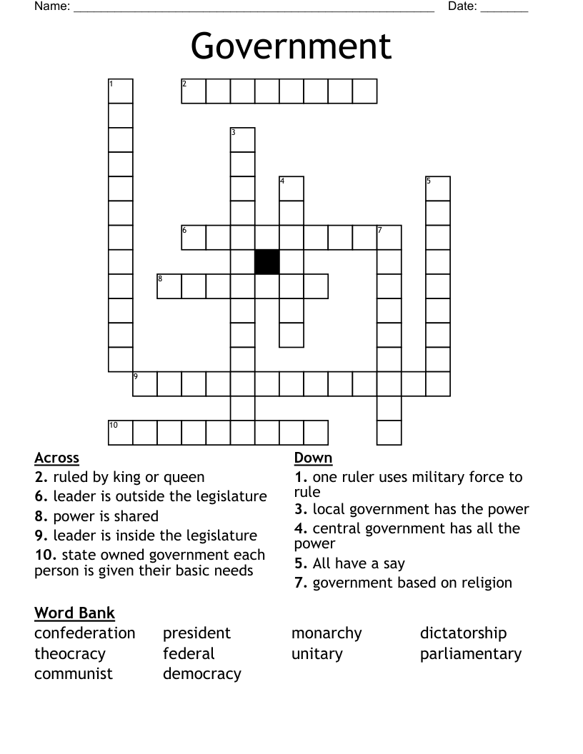 Government  Crossword