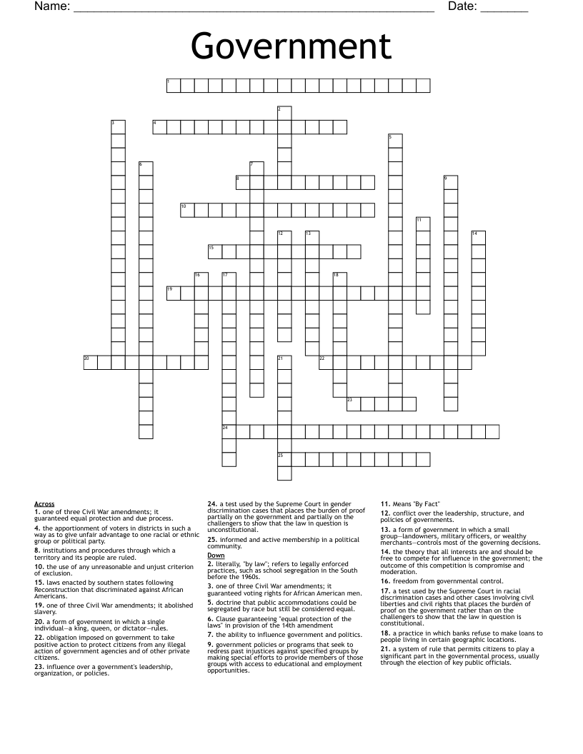 Government  Crossword