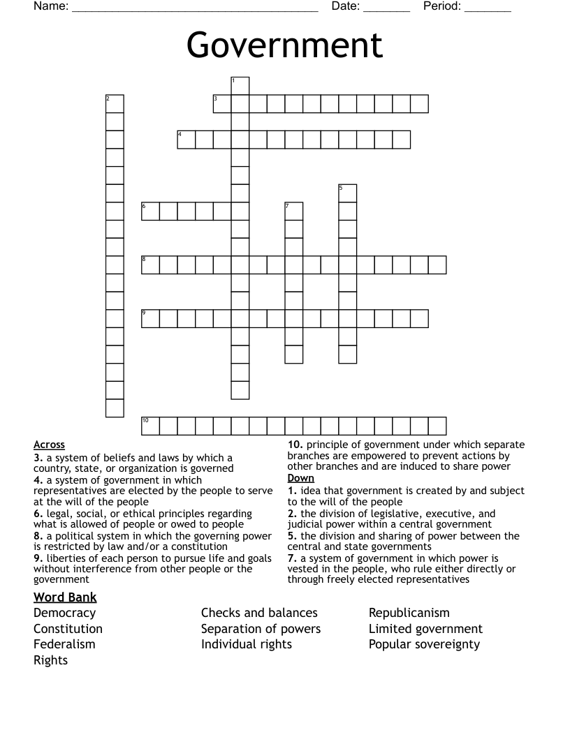 Government  Crossword