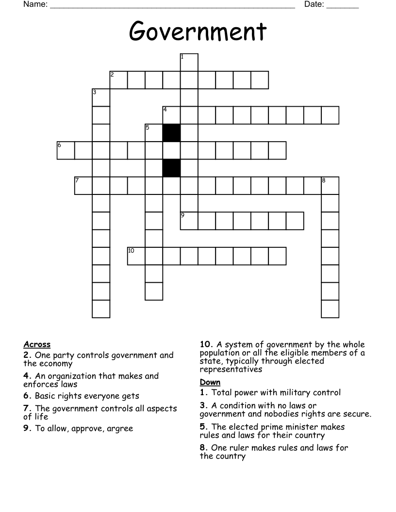 Government  Crossword