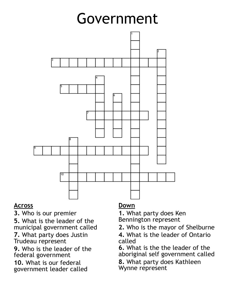 Government  Crossword