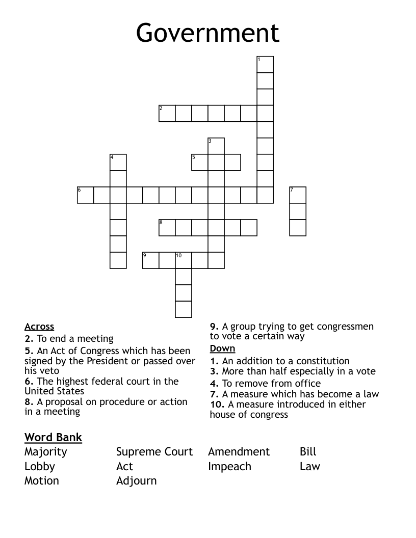 Government  Crossword