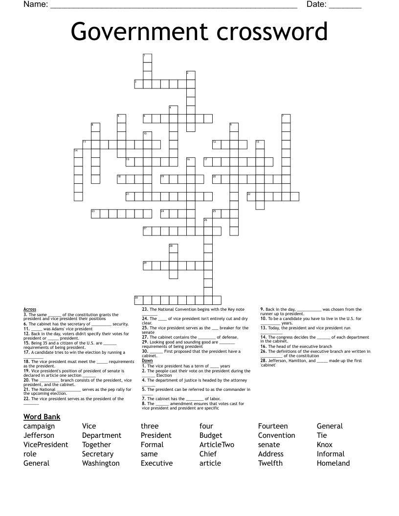 Government crossword