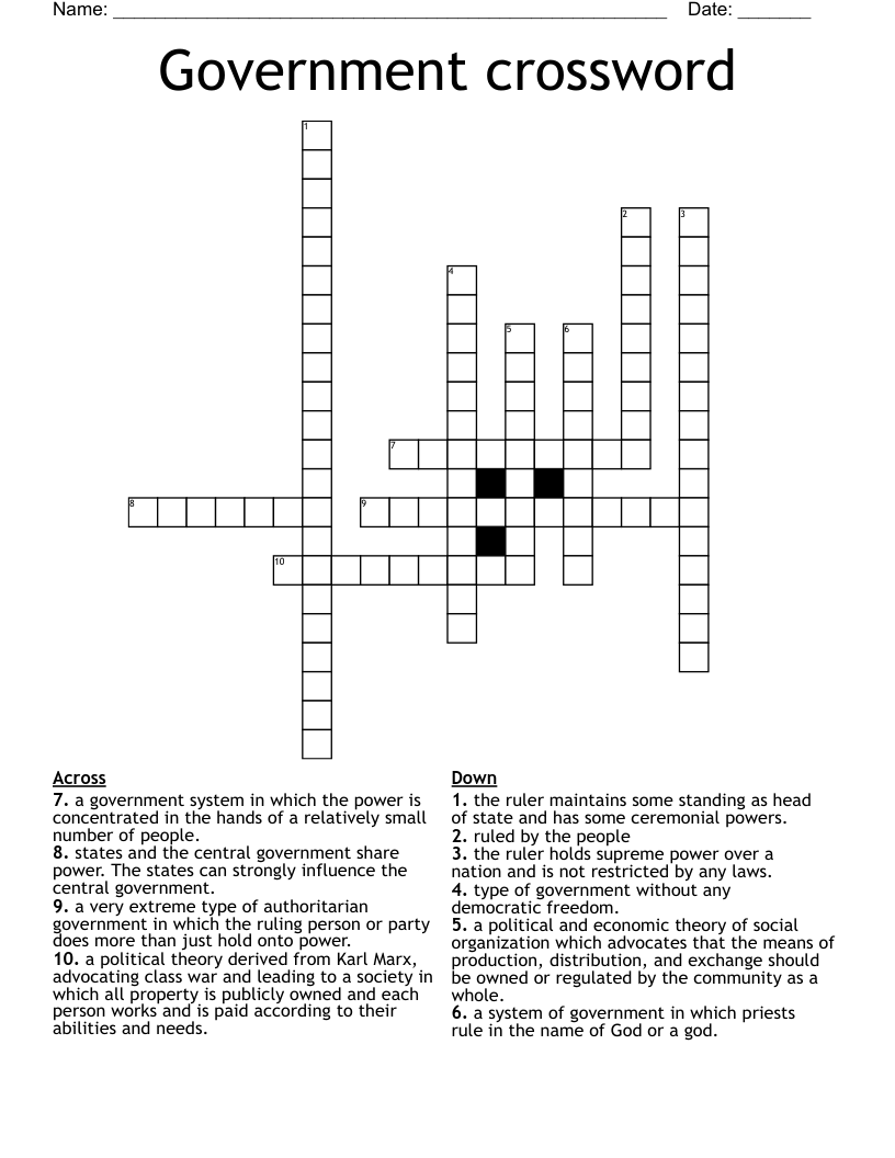 Government crossword