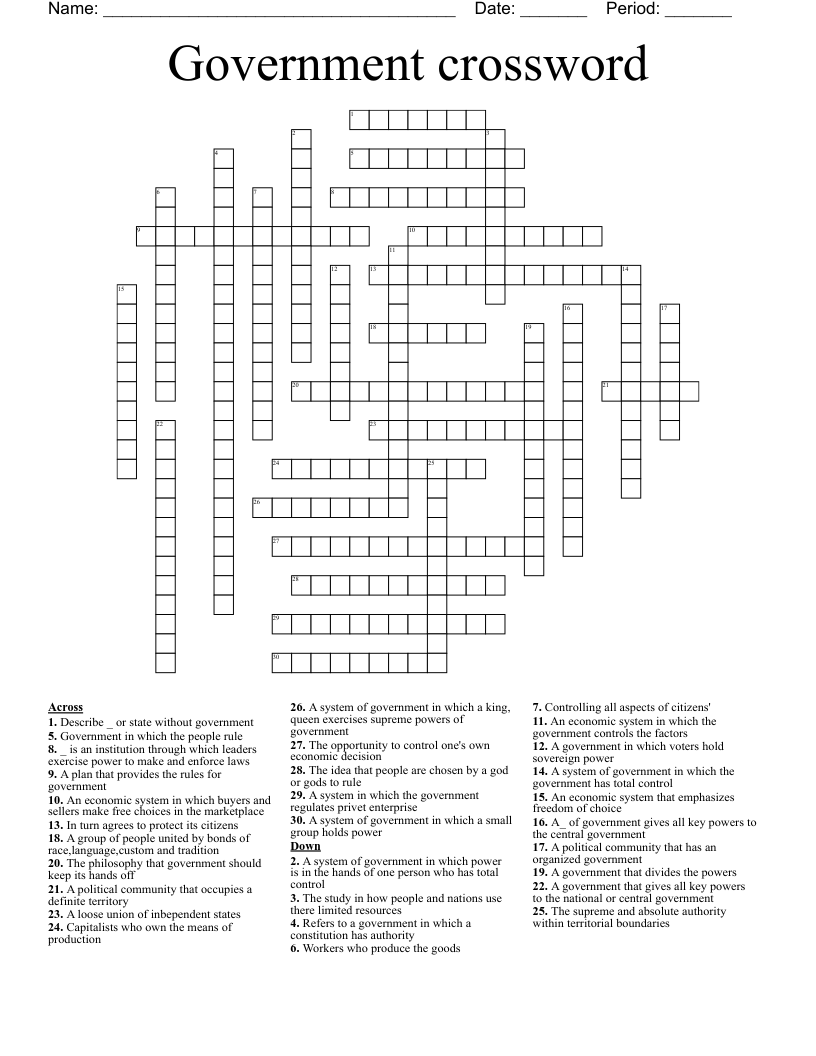 Government crossword