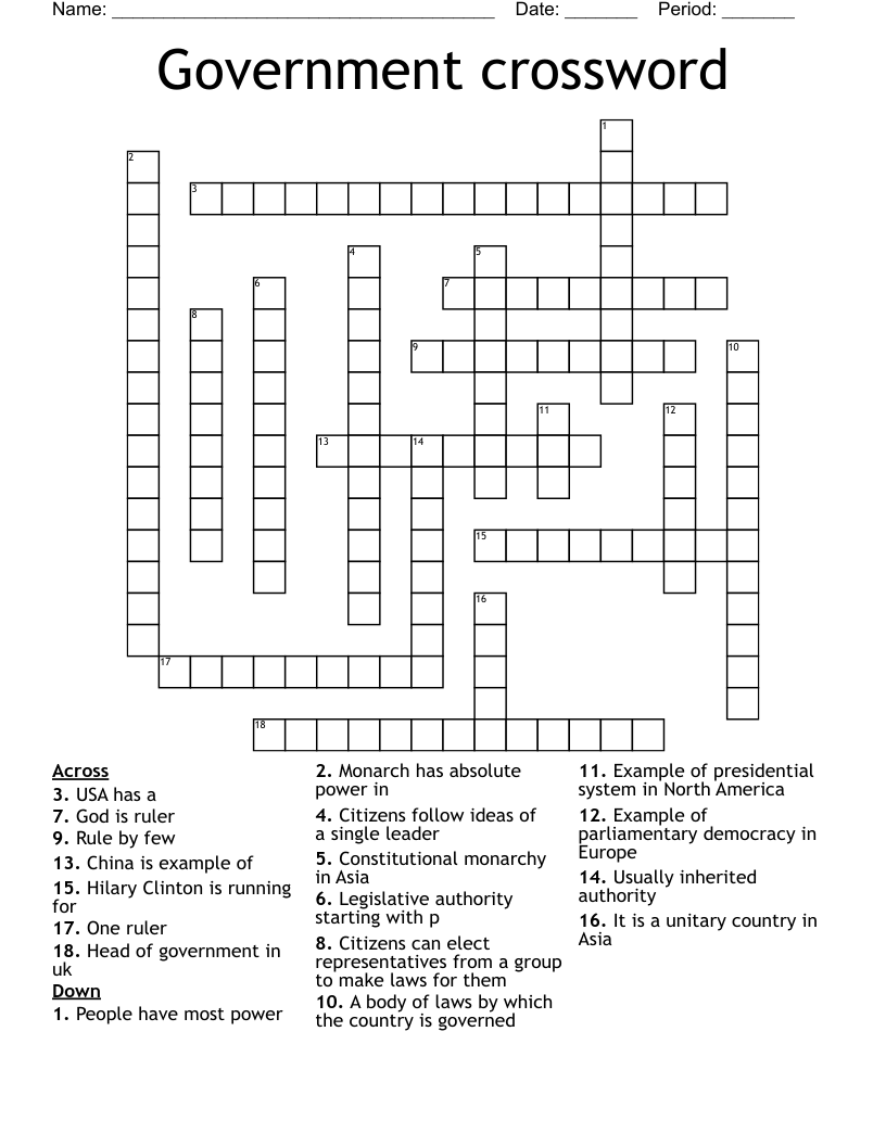 Government crossword 