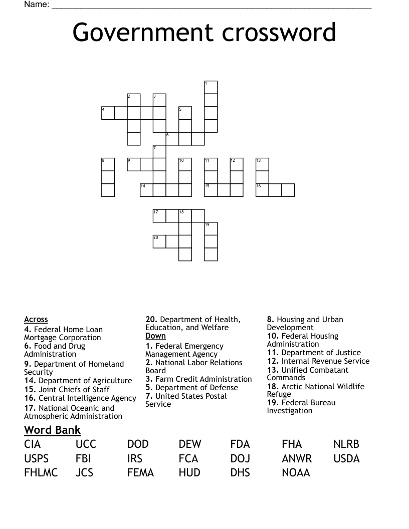 Government crossword 
