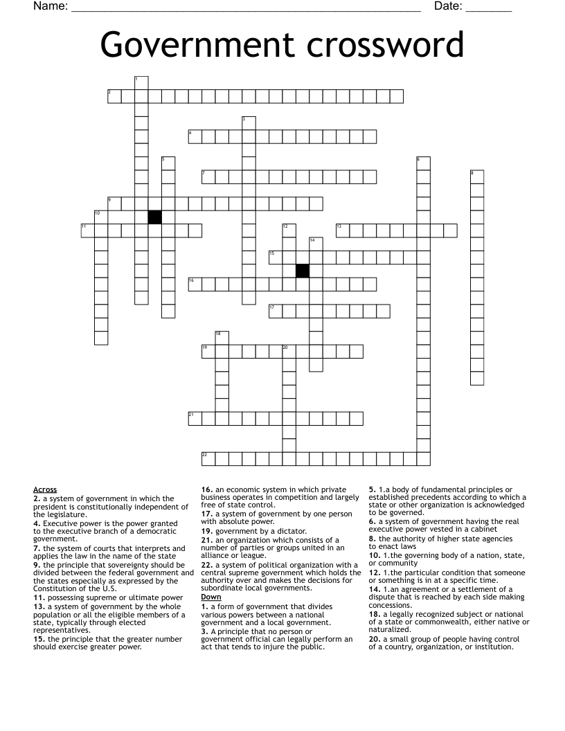 Government crossword 