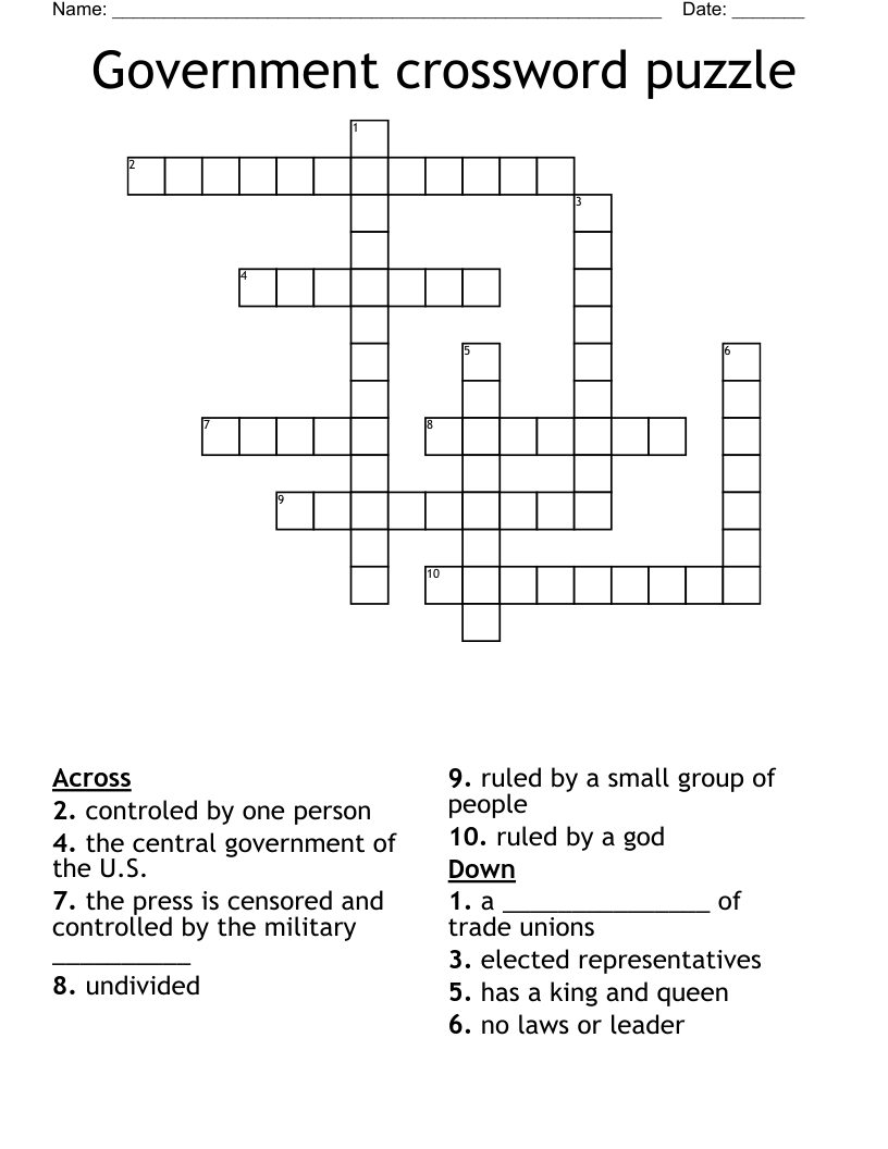 Government crossword puzzle