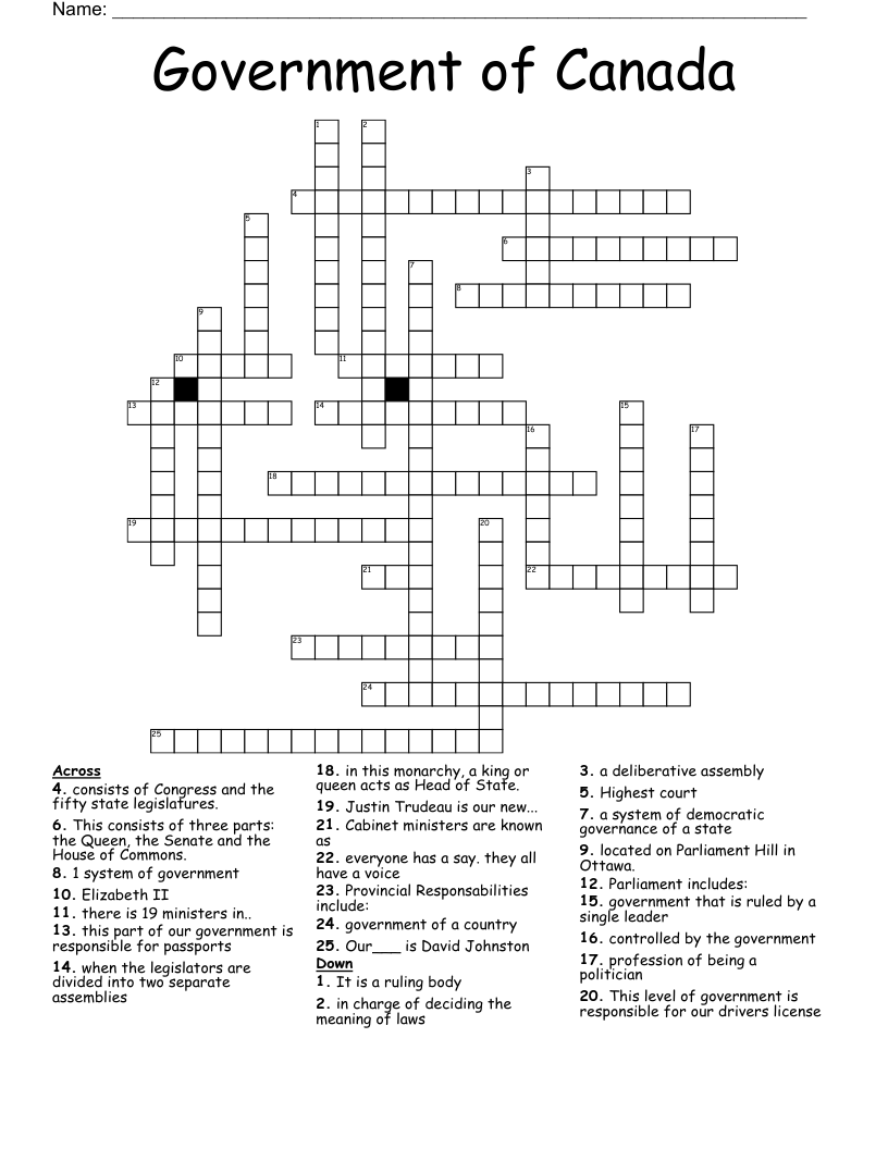 Government of Canada Crossword