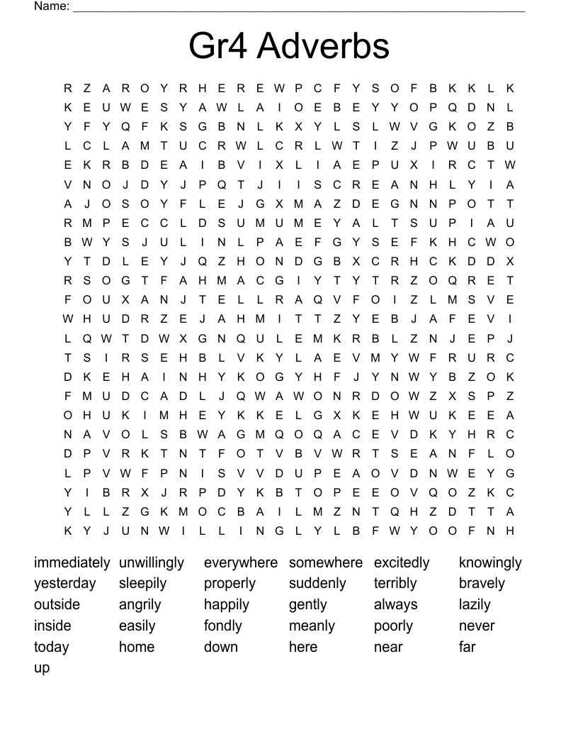 Gr4 Adverbs Word Search