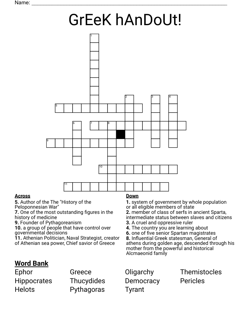 GrEeK hAnDoUt! Crossword