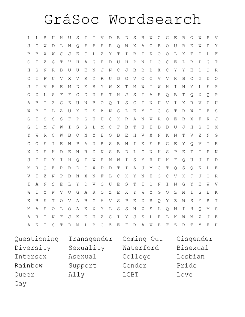 GráSoc Wordsearch